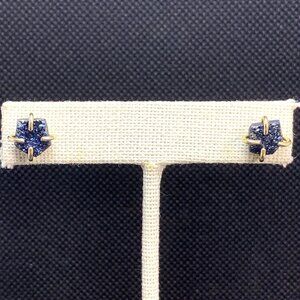 Sterling Silver 925 Slab Druzy Multicolor Prong Set Butterfly Closure Earrings